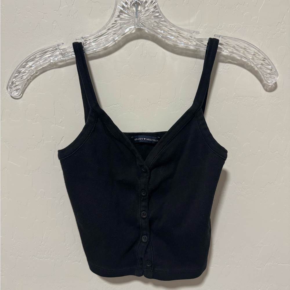 Brandy Melville Black Button-Up Camisole